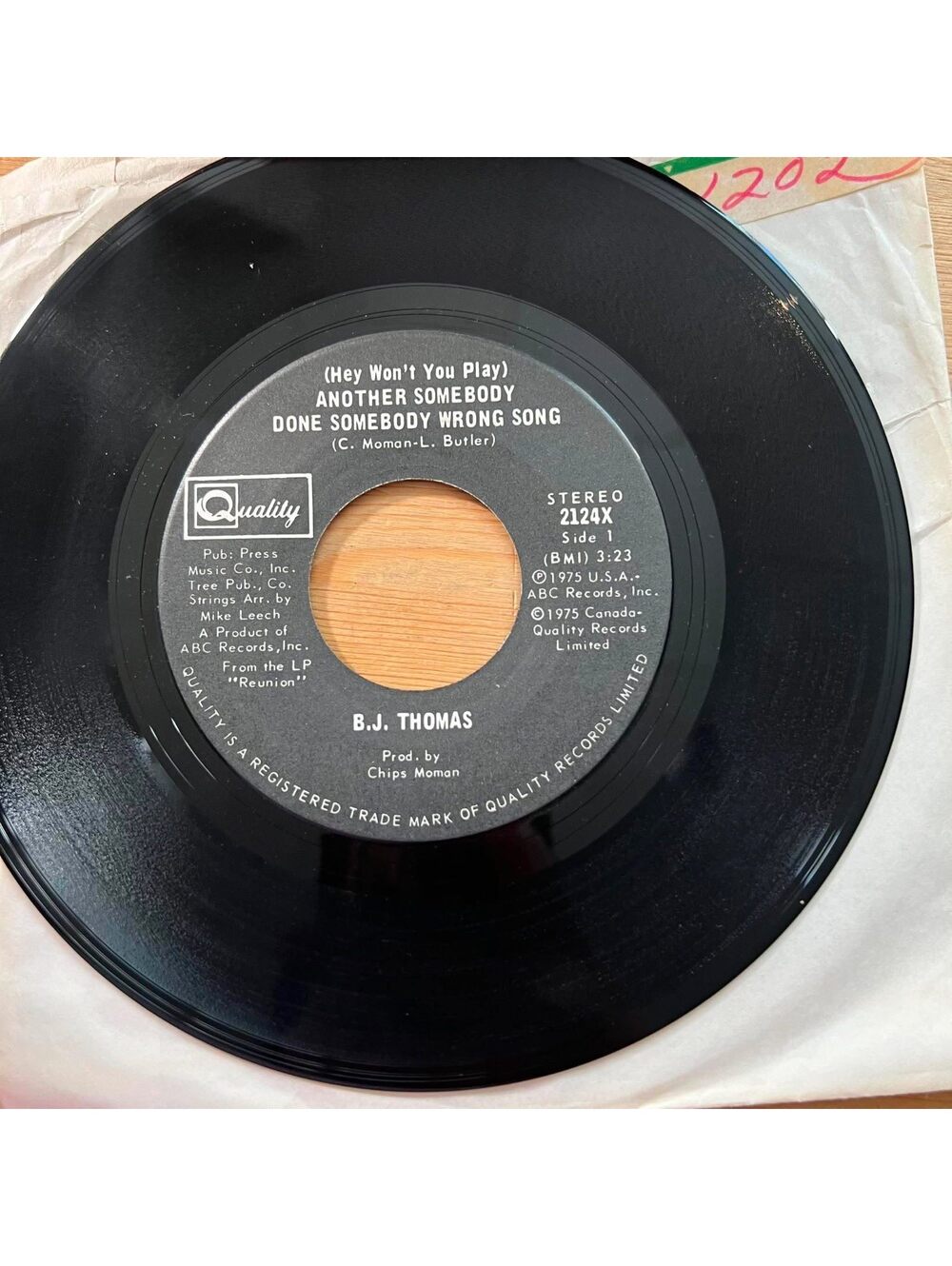 B.J. Thomas - Another Somebody done Somebody Wrong Song/City Boys 45rpm VG+ R08